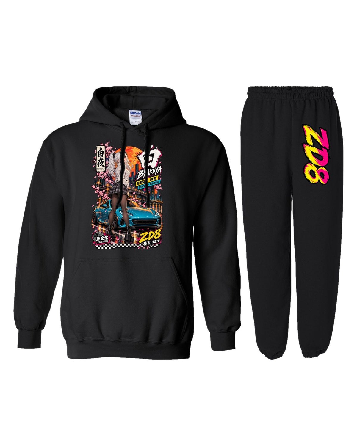 ZD8 Byakuya Anime Girl Poster Hoodie + Jogger Set black hoodie and sweatpants