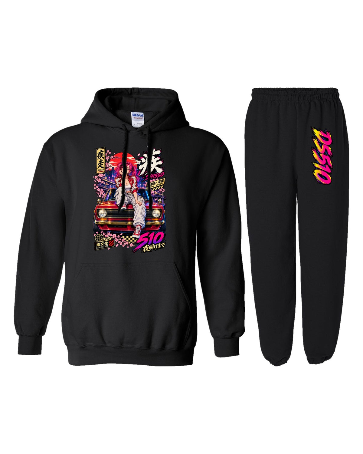 DS510 Shisso Anime Girl Poster Hoodie + Jogger Set black hoodie and sweatpants
