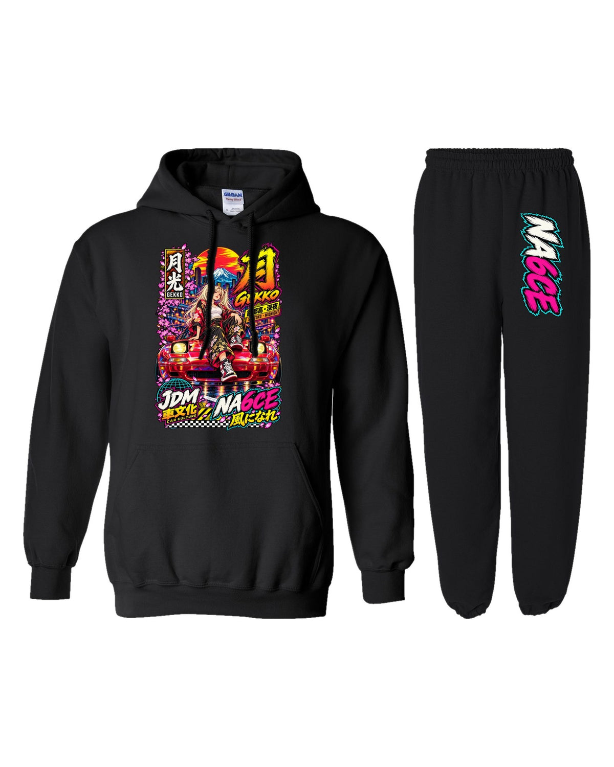 NA6CE Gekko Anime Girl Poster Hoodie + Jogger Set black hoodie and sweatpants