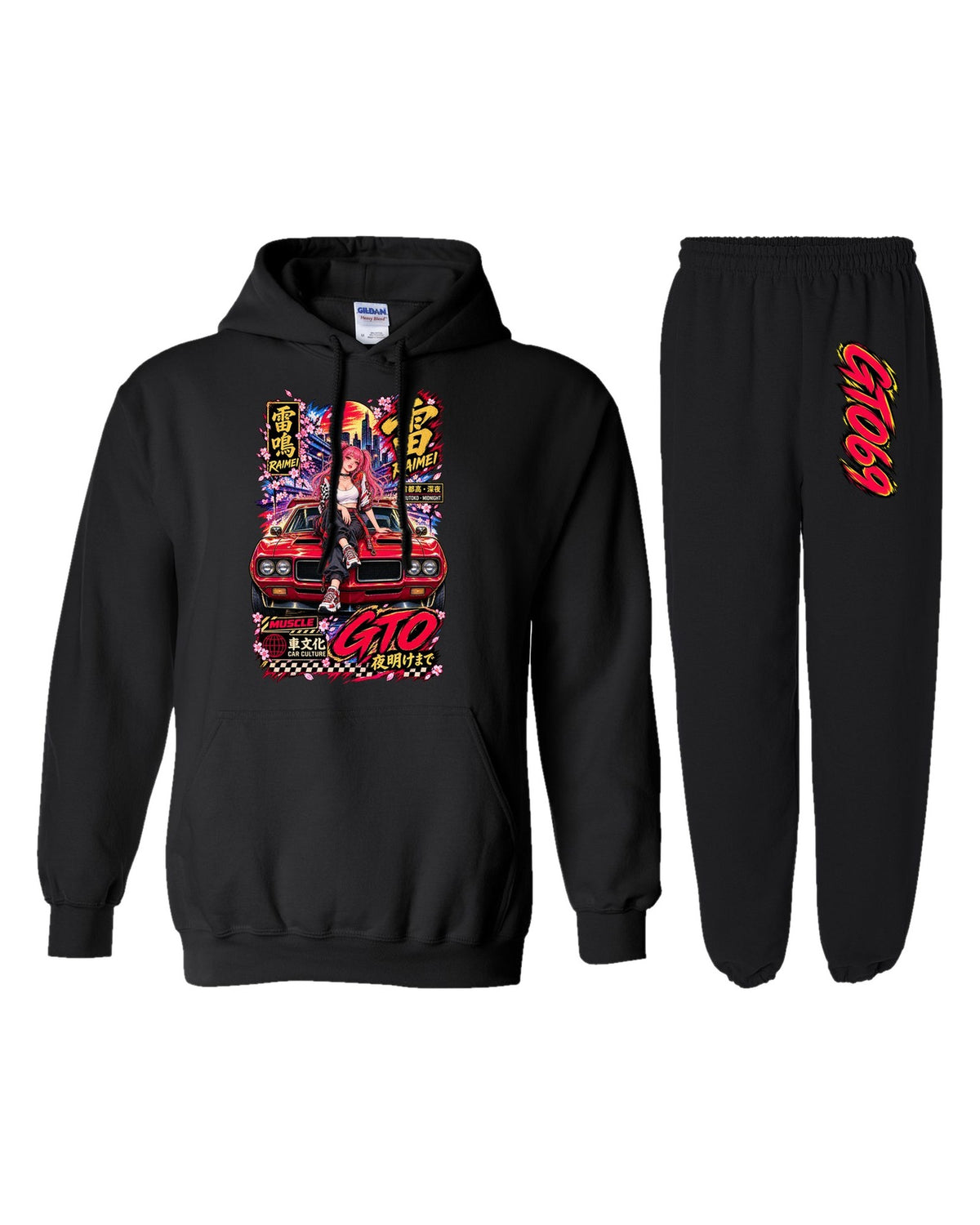 GTO69 Raimei Anime Girl Poster Hoodie + Jogger Set black hoodie and sweatpants