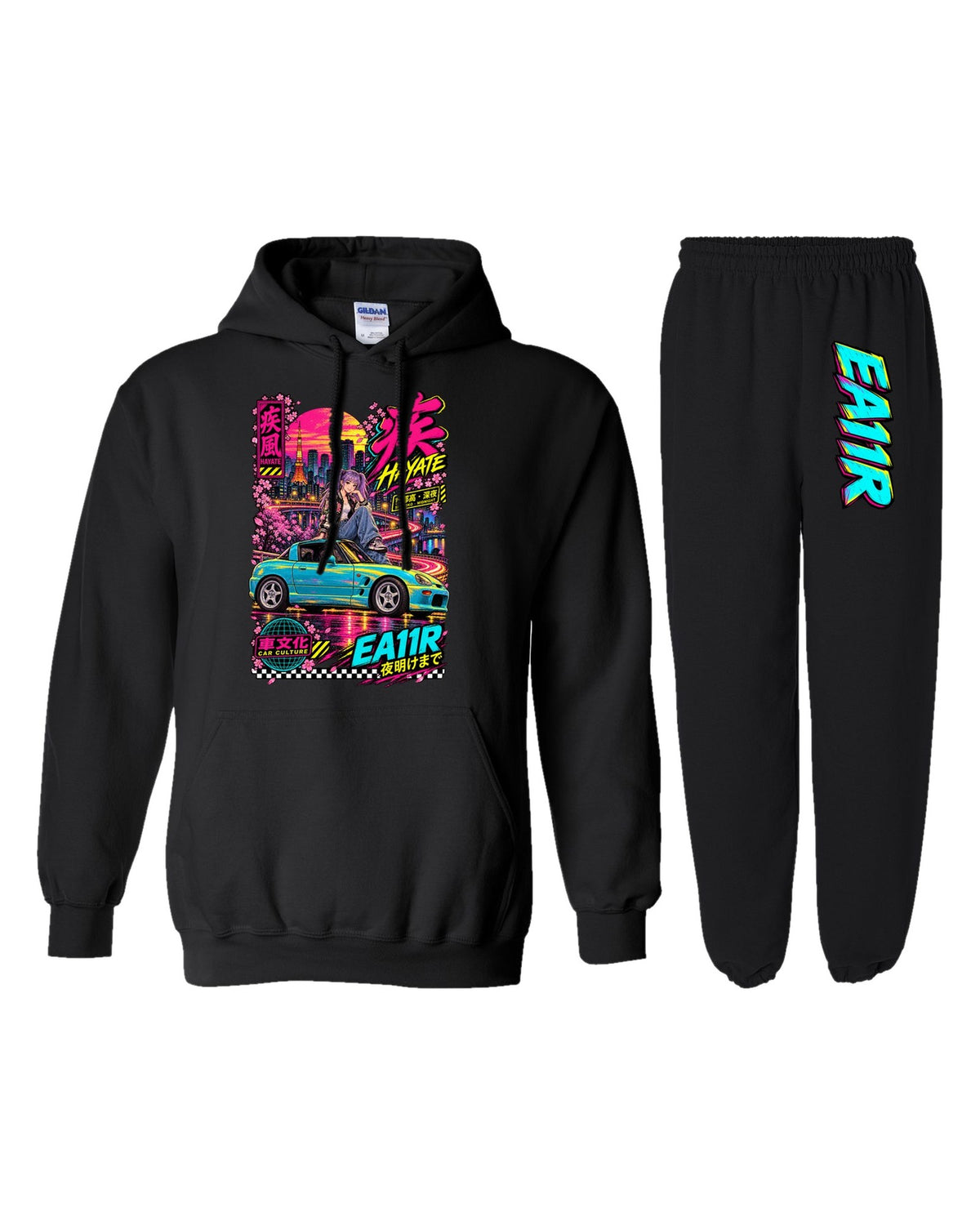 EA11R Hayate Anime Girl Poster Hoodie + Jogger Set black hoodie and sweatpants