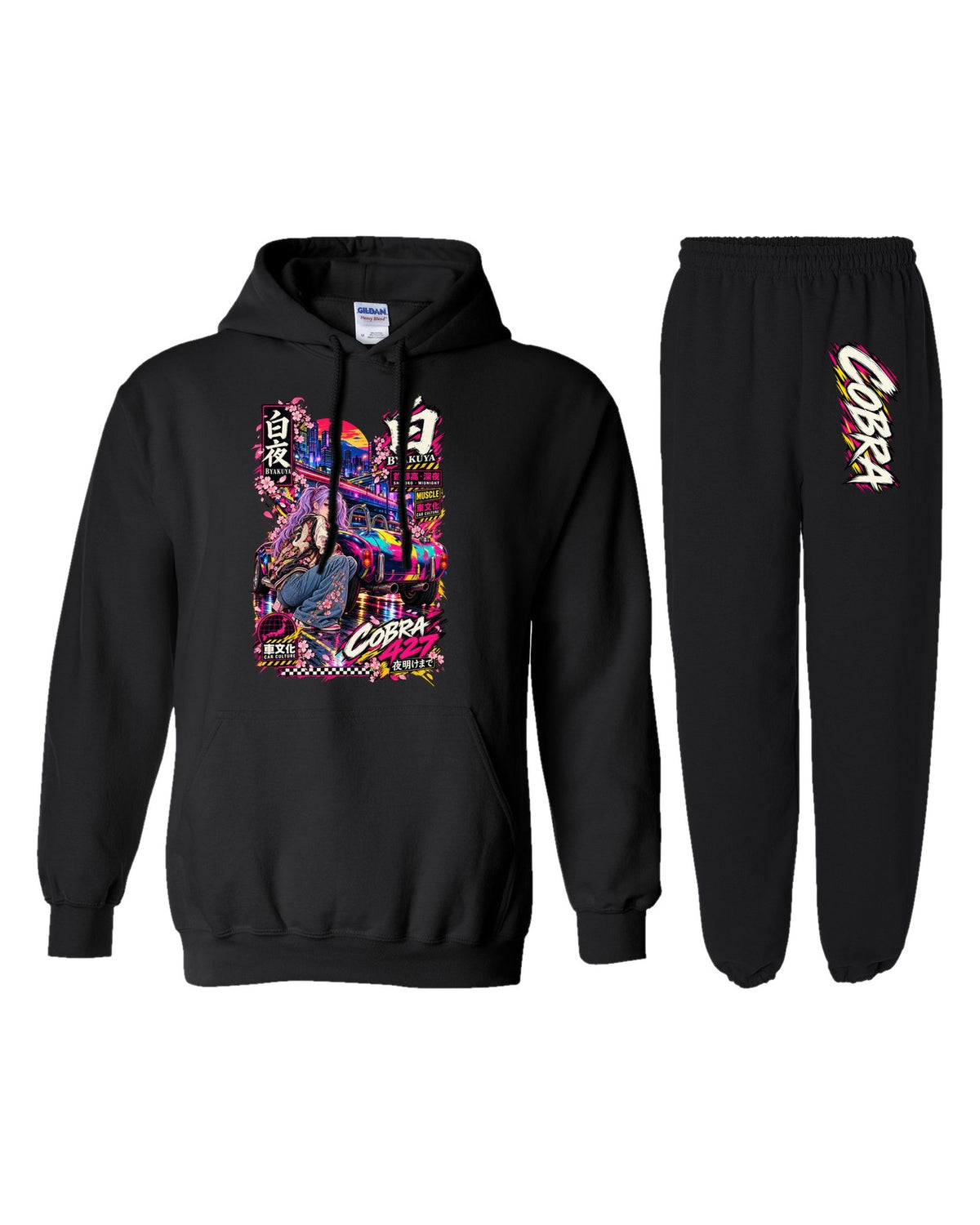 Cobra Byakuya Anime Girl Poster Hoodie + Jogger Set black hoodie and sweatpants