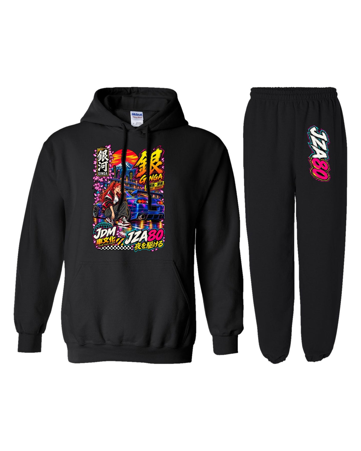 JZA80 Ginga Anime Girl Poster Hoodie + Jogger Set black hoodie and sweatpants