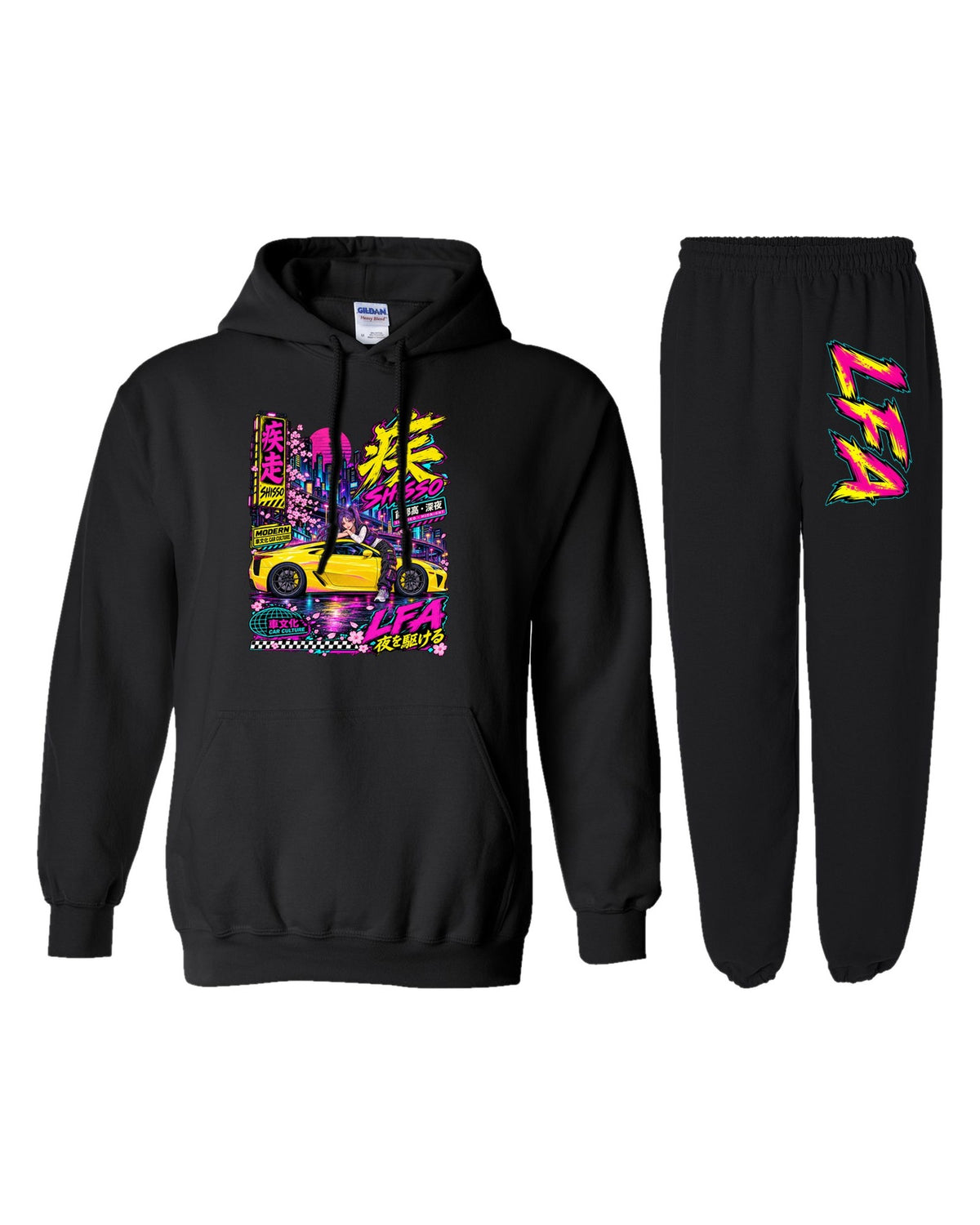 LFA Shisso Anime Girl Poster Hoodie + Jogger Set black hoodie and sweatpants