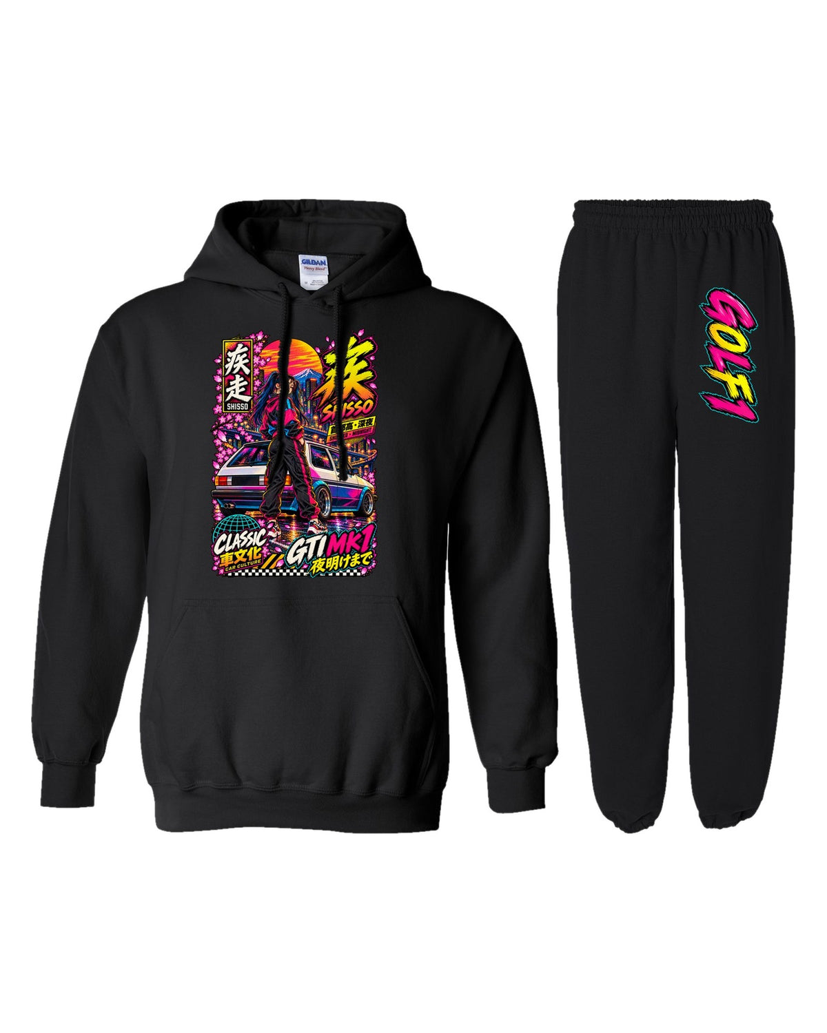 GOLF1 Shisso Anime Girl Poster Hoodie + Jogger Set black hoodie and sweatpants