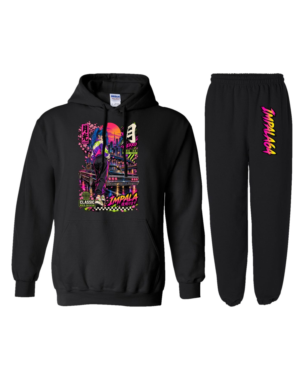 IMPALA64 Gekko Anime Girl Poster Hoodie + Jogger Set black hoodie and sweatpants