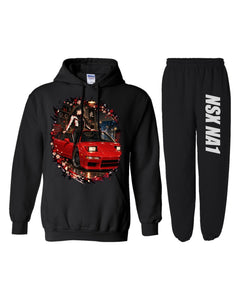 Honda NSX NA1 Anime Girl Hoodie + Jogger Set black hoodie and sweatpants