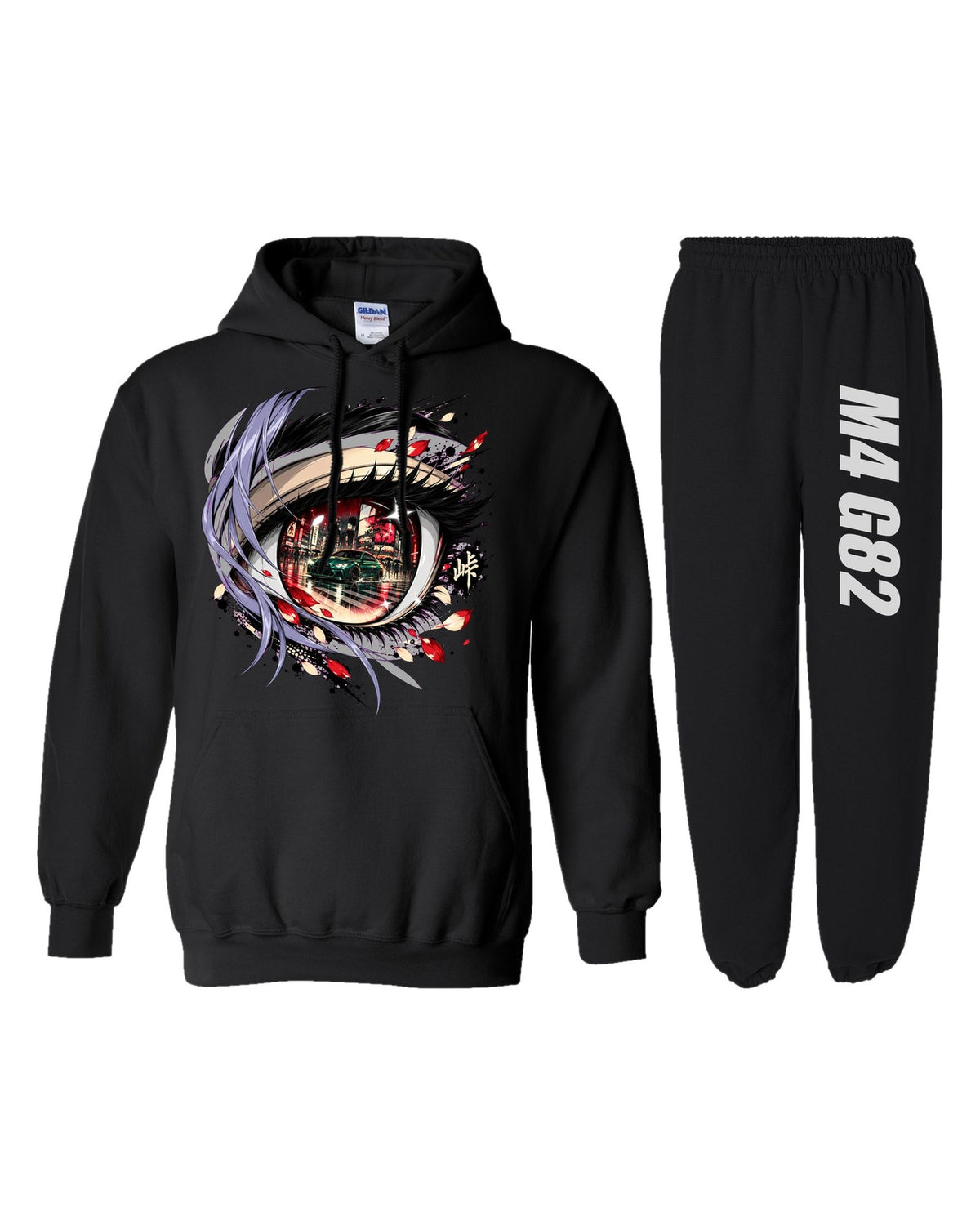BMW M4 G82 Anime Girl Hoodie + Jogger Set black hoodie and sweatpants