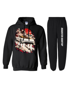 Tesla Roadster Rooftop Anime Girl Hoodie + Jogger Set black hoodie and sweatpants