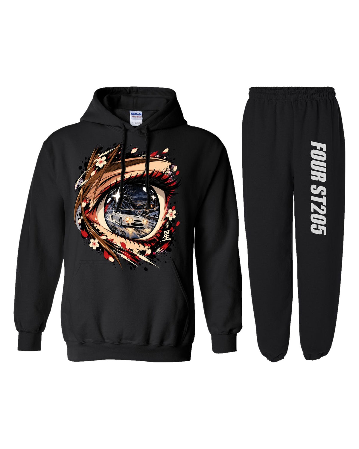 Toyota Celica GT Four ST205 Anime Girl Hoodie + Jogger Set black hoodie and sweatpants