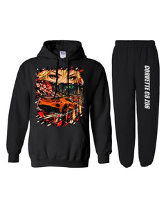 Chevrolet Corvette C8 Z06 Anime Girl Hoodie + Jogger Set black hoodie and sweatpants