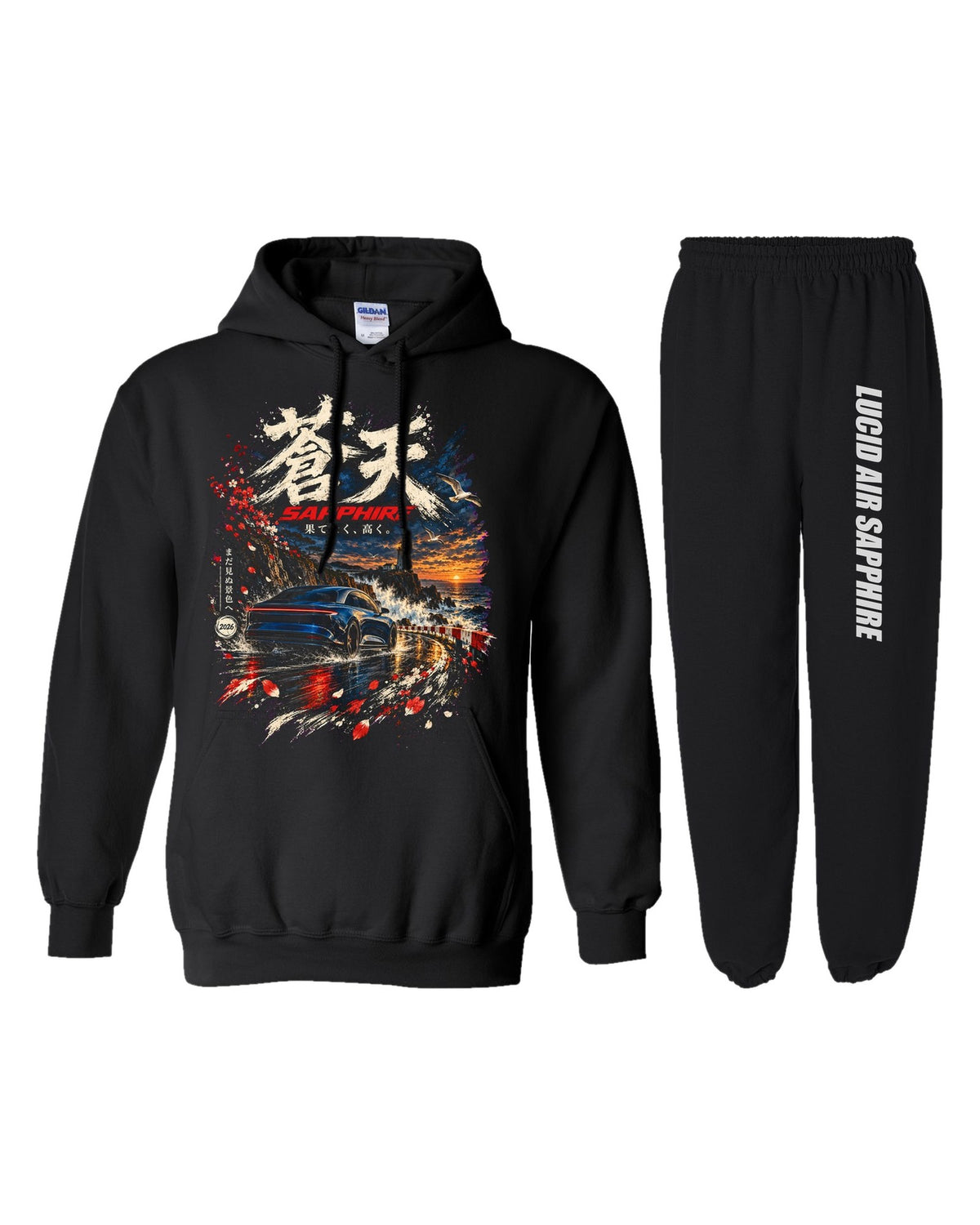 Lucid AIR Sapphire Dream Car Hoodie + Jogger Set black hoodie and sweatpants