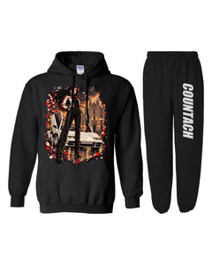 Lamborghini Countach Anime Girl Hoodie + Jogger Set black hoodie and sweatpants