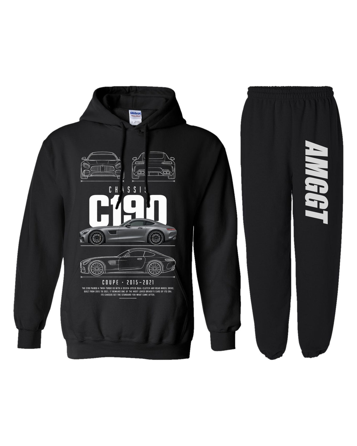 MB Amggt Blueprint Hoodie + Jogger Set black hoodie and sweatpants