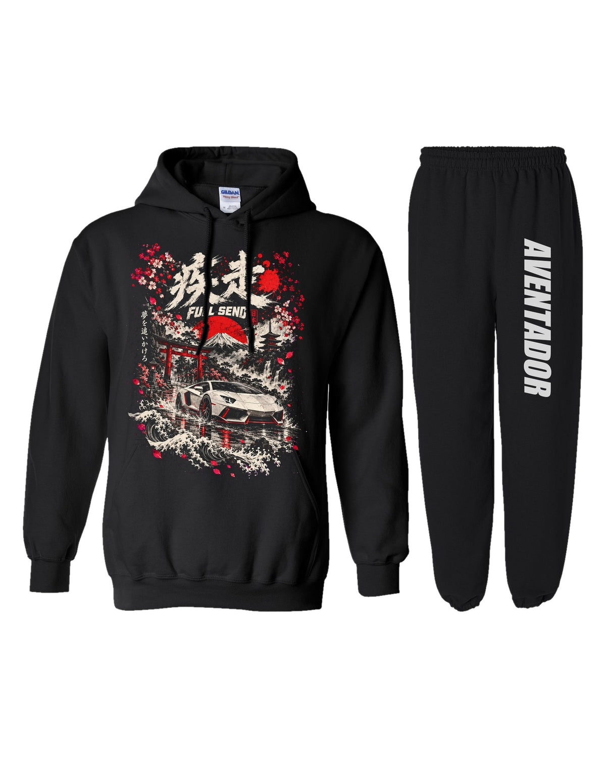 Lamborghini Aventador Dream Car Hoodie + Jogger Set black hoodie and sweatpants