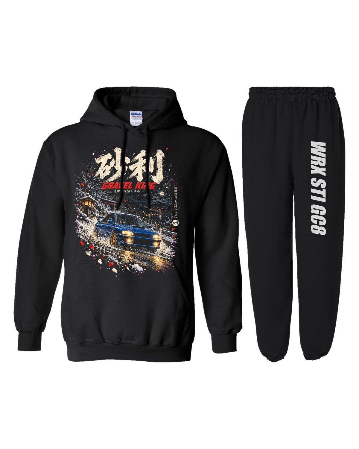 Subaru WRX STI GC8 Dream Car Hoodie + Jogger Set black hoodie and sweatpants