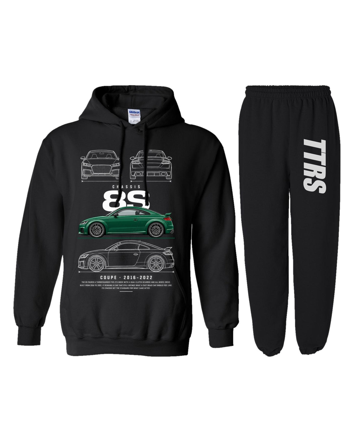 Audi Ttrs Blueprint Hoodie + Jogger Set black hoodie and sweatpants