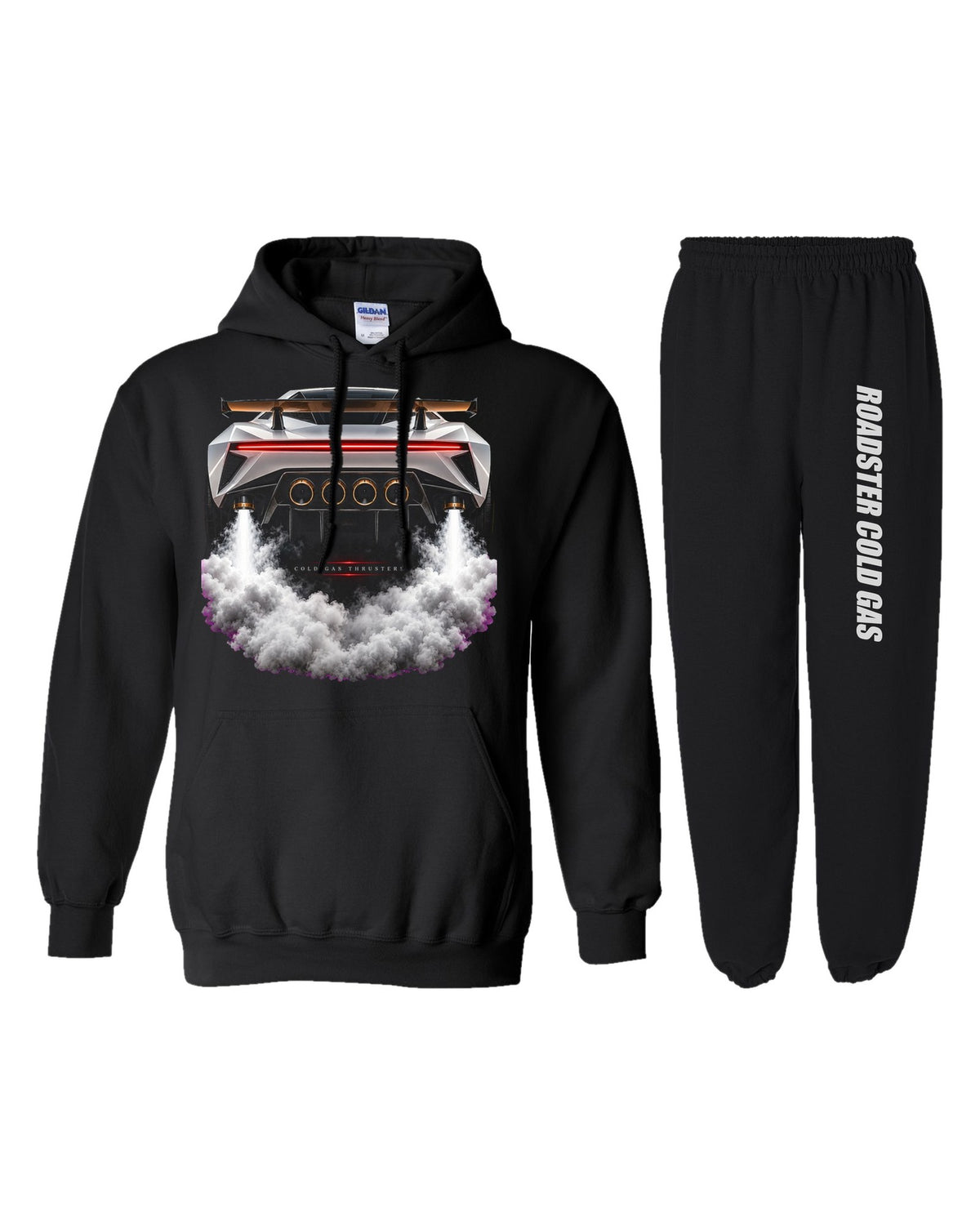 Tesla Roadster Cold GAS Dream Car Hoodie + Jogger Set black hoodie and sweatpants