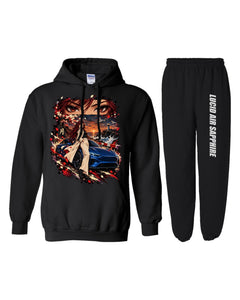 Lucid AIR Sapphire Anime Girl Hoodie + Jogger Set black hoodie and sweatpants