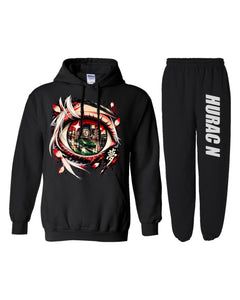 Lamborghini Hurac N Anime Girl Hoodie + Jogger Set black hoodie and sweatpants