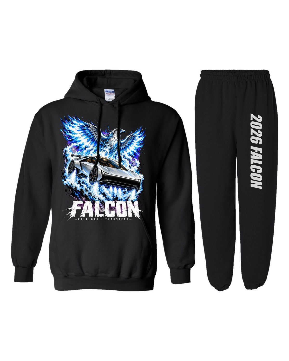 Icon Tesla Roadster 2026 Falcon Anime Girl Hoodie + Jogger Set black hoodie and sweatpants