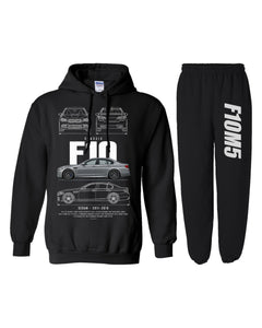 BMW F10M5 Blueprint Hoodie + Jogger Set black hoodie and sweatpants