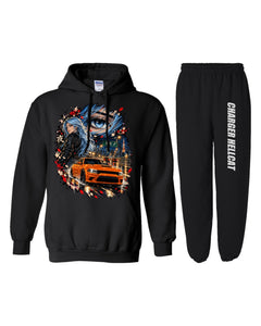 Dodge Charger Hellcat Anime Girl Hoodie + Jogger Set black hoodie and sweatpants