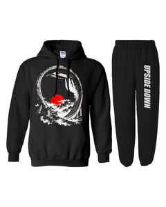 Tesla Roadster Upside Down Dream Car Hoodie + Jogger Set black hoodie and sweatpants