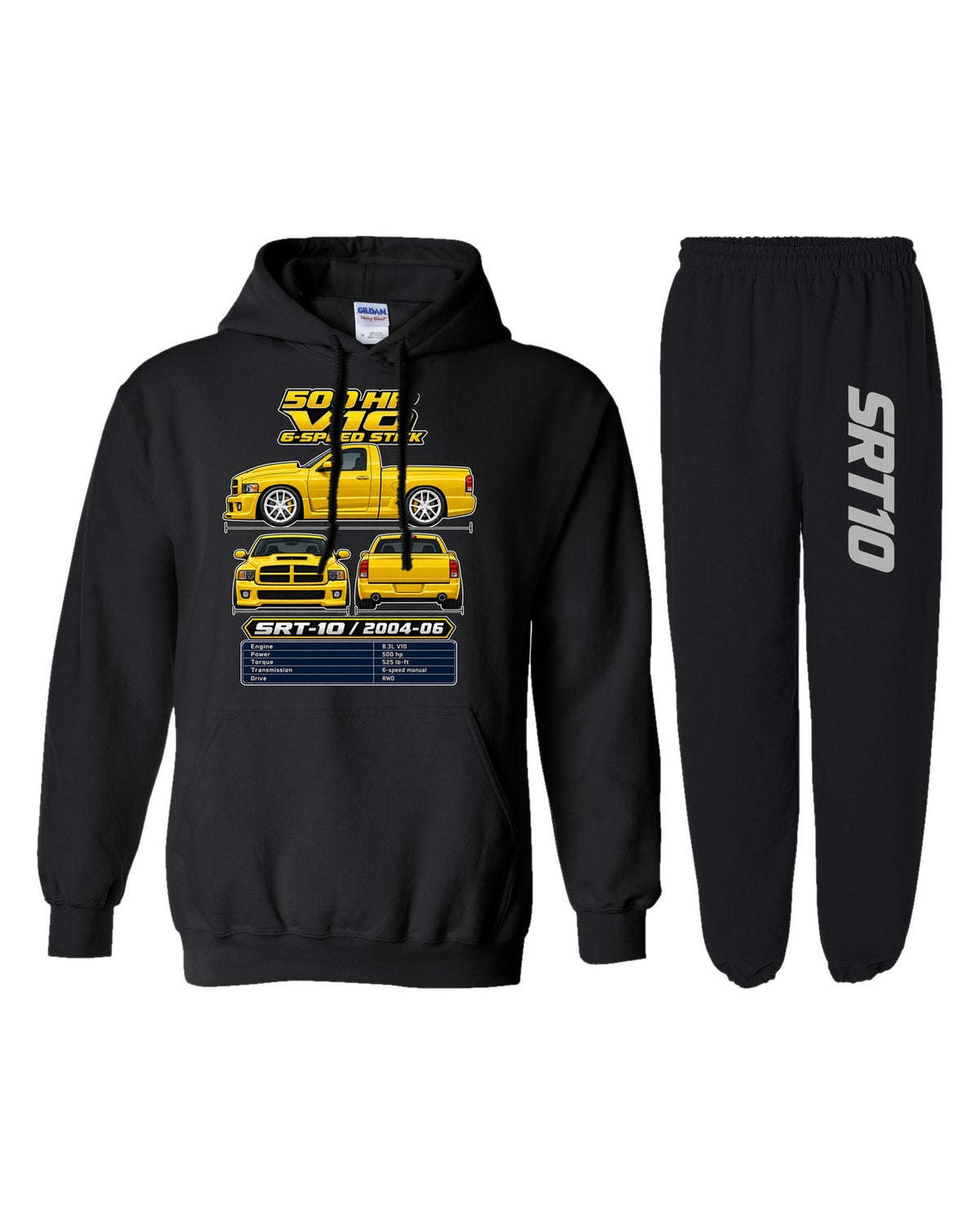 Dodge RAM SRT10 Spec Sheet Hoodie + Jogger Set black hoodie and sweatpants