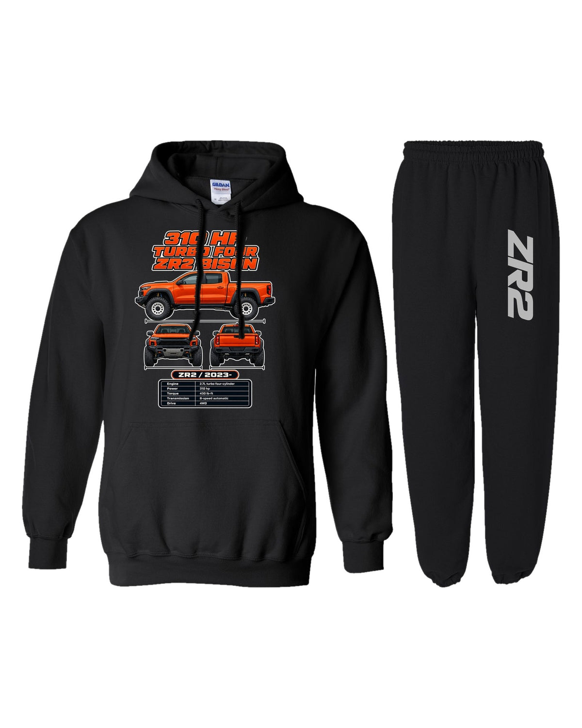 Chevrolet Colorado ZR2 Bison Spec Sheet Hoodie + Jogger Set black hoodie and sweatpants