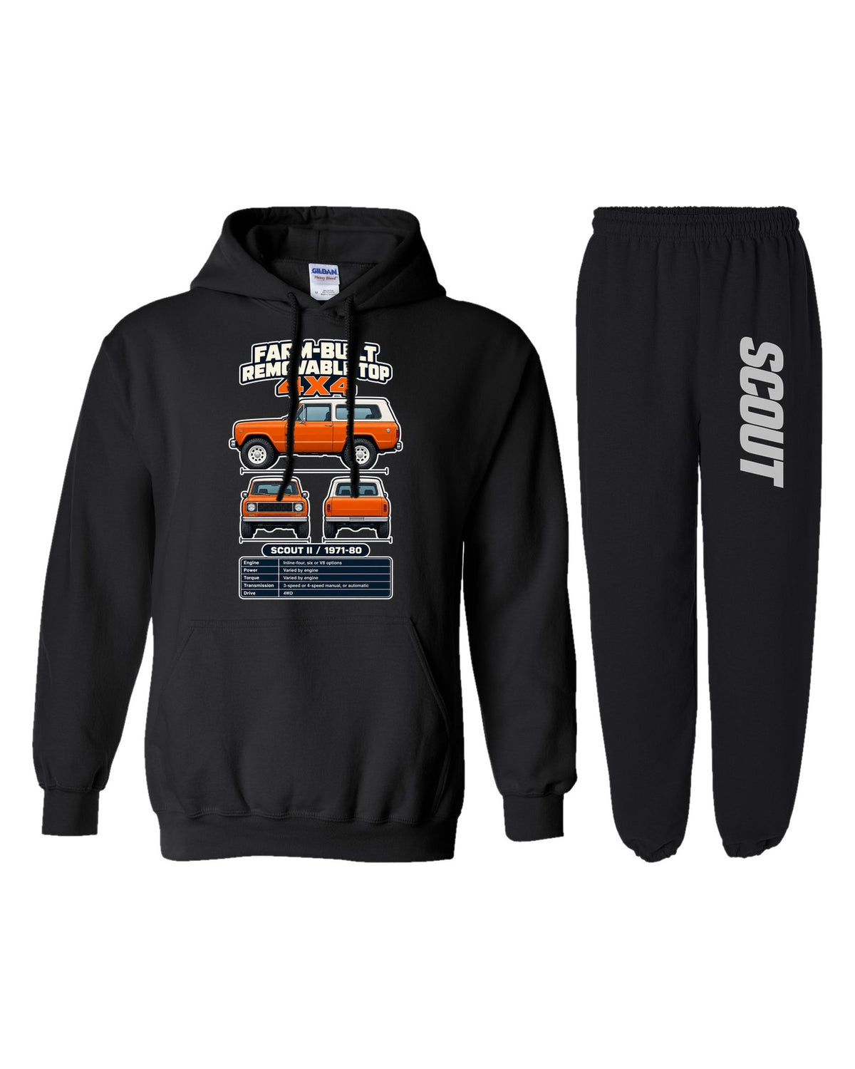 International Scout II Spec Sheet Hoodie + Jogger Set black hoodie and sweatpants