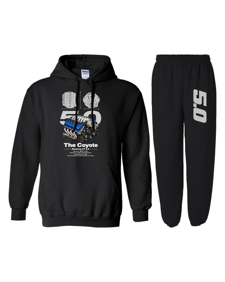 Coyote 5 0 Engine Hoodie + Jogger Set black hoodie and sweatpants