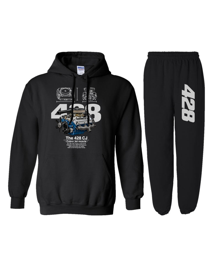 Cobra Jet 428 Engine Hoodie + Jogger Set black hoodie and sweatpants