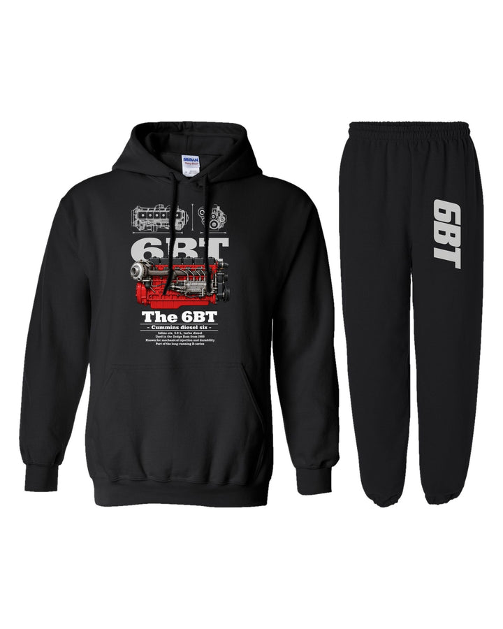 Cummins 6BT Engine Hoodie + Jogger Set black hoodie and sweatpants