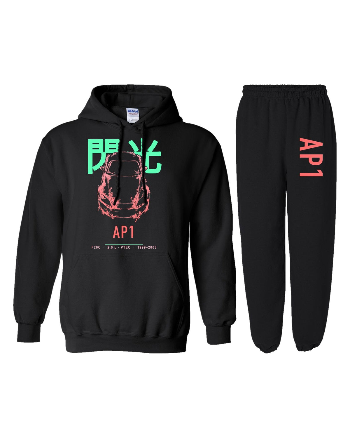 AP1 Chassis Code Hoodie + Jogger Set black hoodie and sweatpants