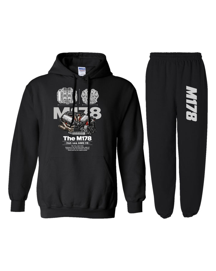 Mercedes M178 Engine Hoodie + Jogger Set black hoodie and sweatpants