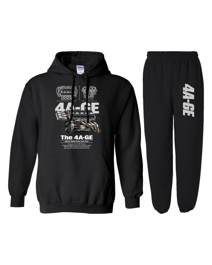 4A-GE Engine Hoodie + Jogger Set black hoodie and sweatpants