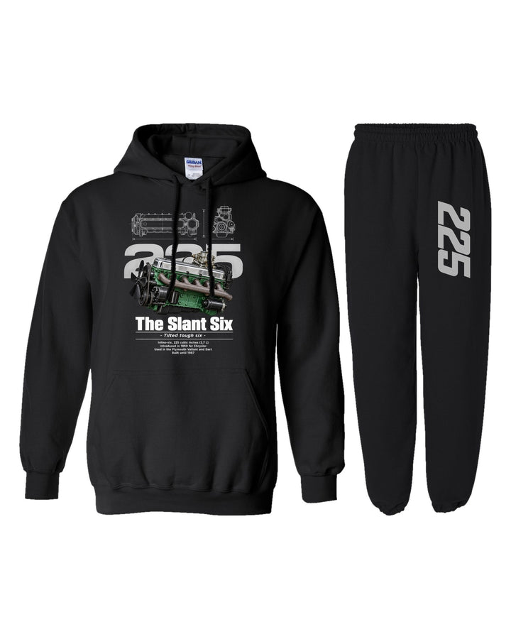 Chrysler Slant Six Engine Hoodie + Jogger Set black hoodie and sweatpants