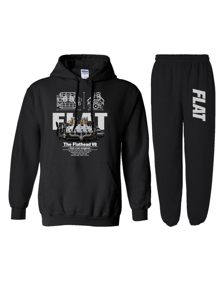 Ford Flathead Engine Hoodie + Jogger Set black hoodie and sweatpants