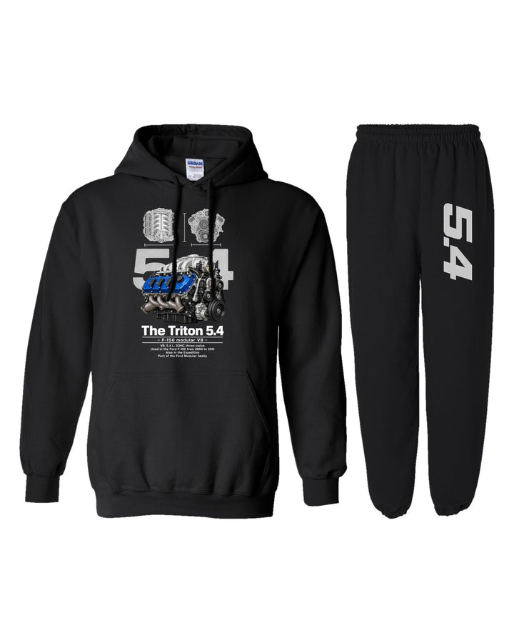 Ford Triton 5 4 Engine Hoodie + Jogger Set black hoodie and sweatpants