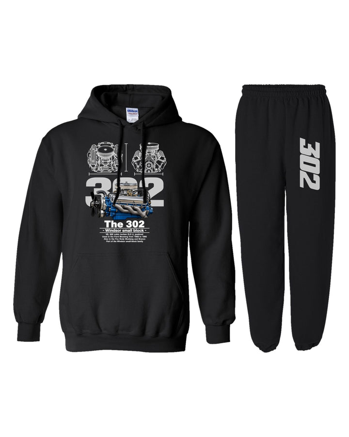 Windsor 302 Engine Hoodie + Jogger Set black hoodie and sweatpants