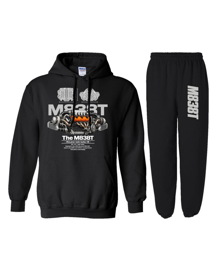 McLaren M838T Engine Hoodie + Jogger Set black hoodie and sweatpants