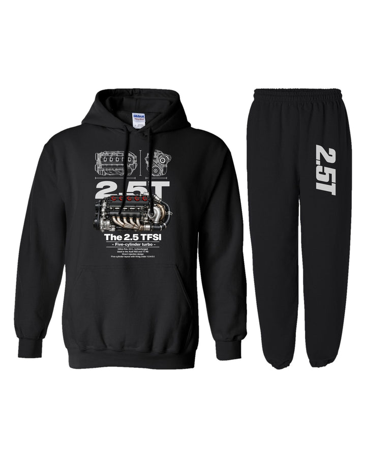 Audi 2 5 TFSI Engine Hoodie + Jogger Set black hoodie and sweatpants