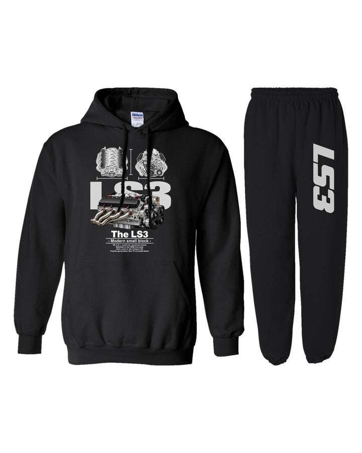 LS3 Engine Hoodie + Jogger Set black hoodie and sweatpants
