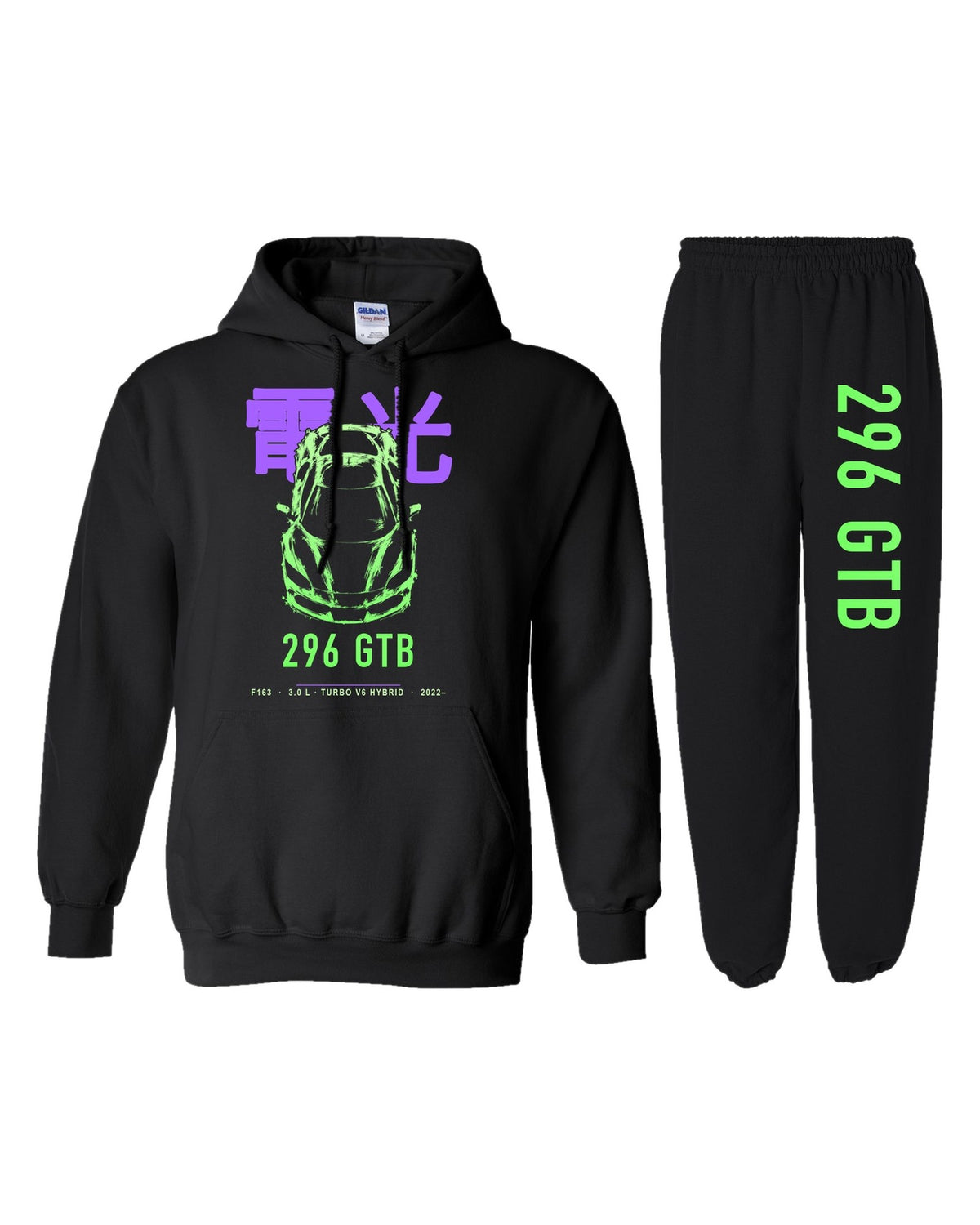F296 Chassis Code Hoodie + Jogger Set black hoodie and sweatpants
