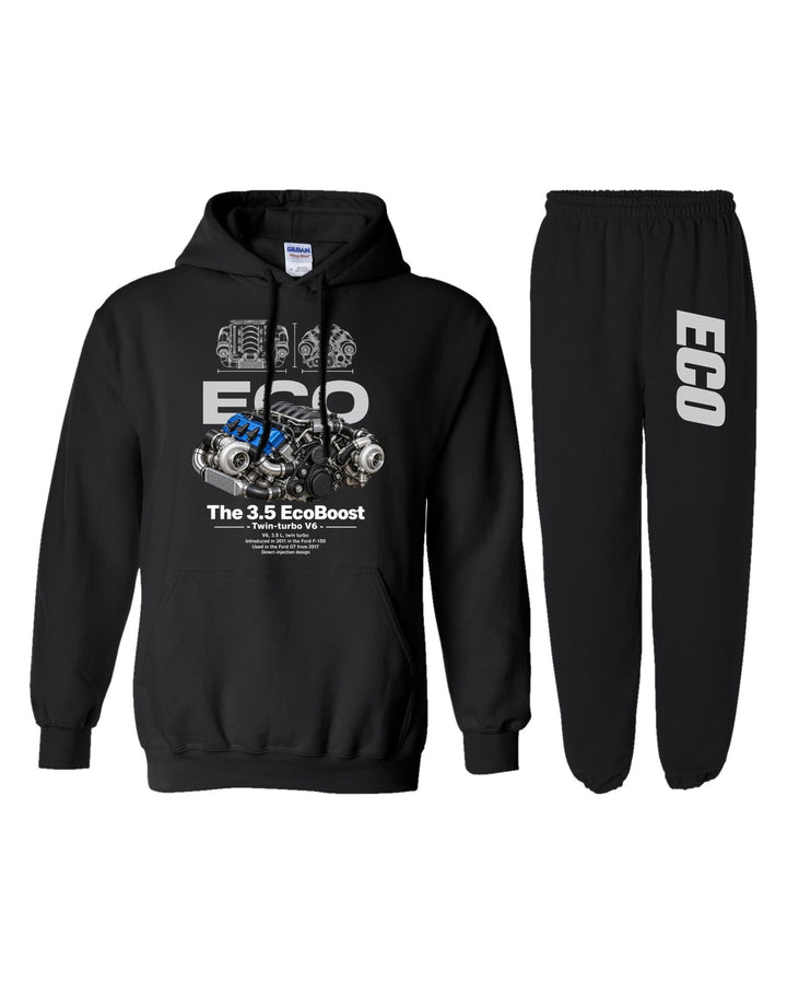 Ford 3 5 EcoBoost Engine Hoodie + Jogger Set black hoodie and sweatpants