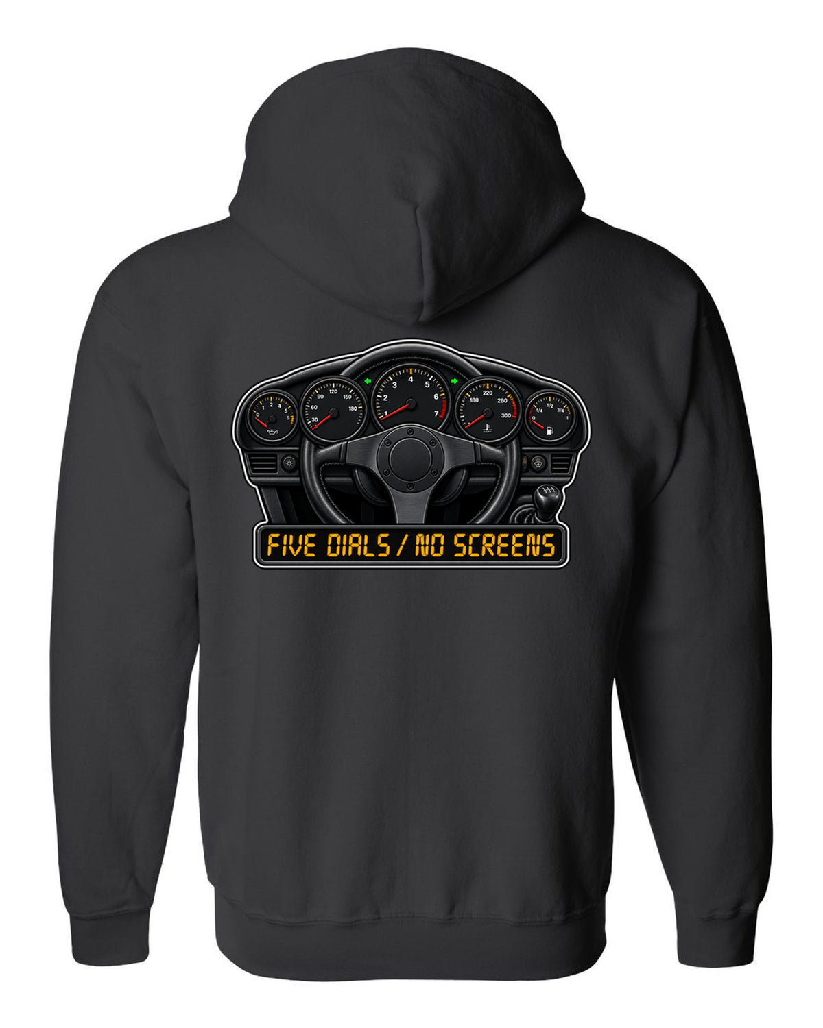 Porsche Cayenne Turbo S 957 sticker-bomb collage design with 550 PS lettering black zip hoodie back view with the design