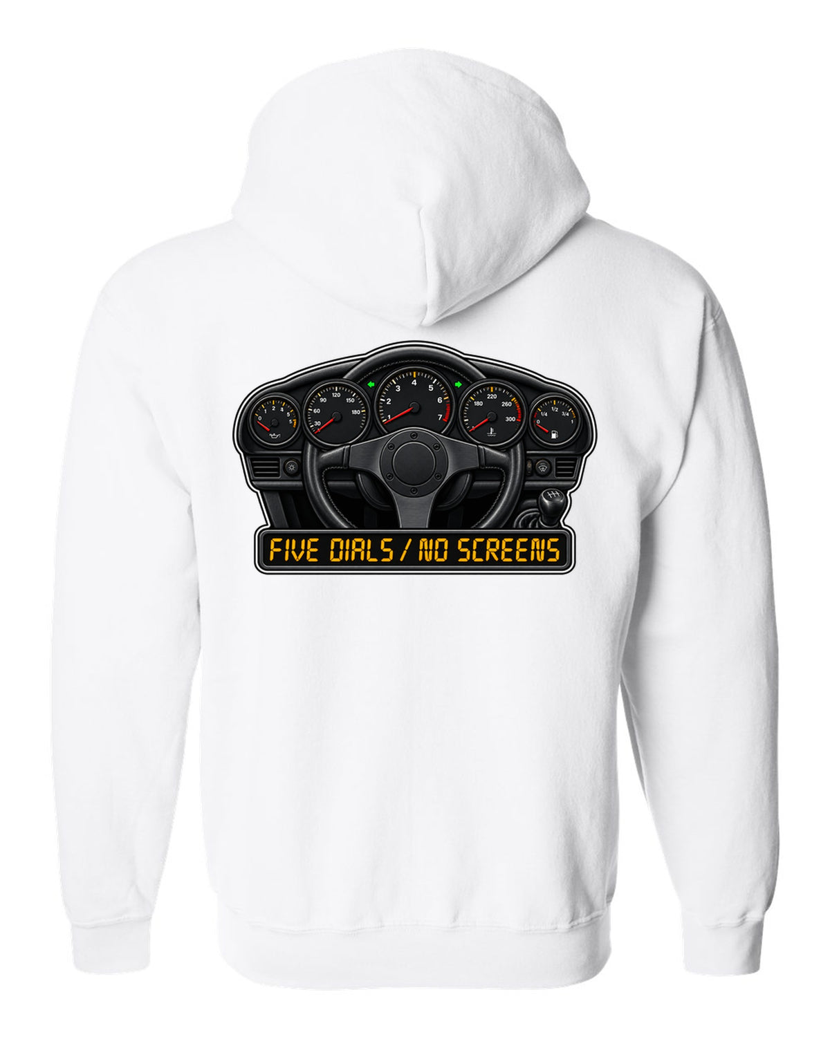 Porsche Cayenne Turbo S 957 sticker-bomb collage design with 550 PS lettering white zip hoodie back view with the design