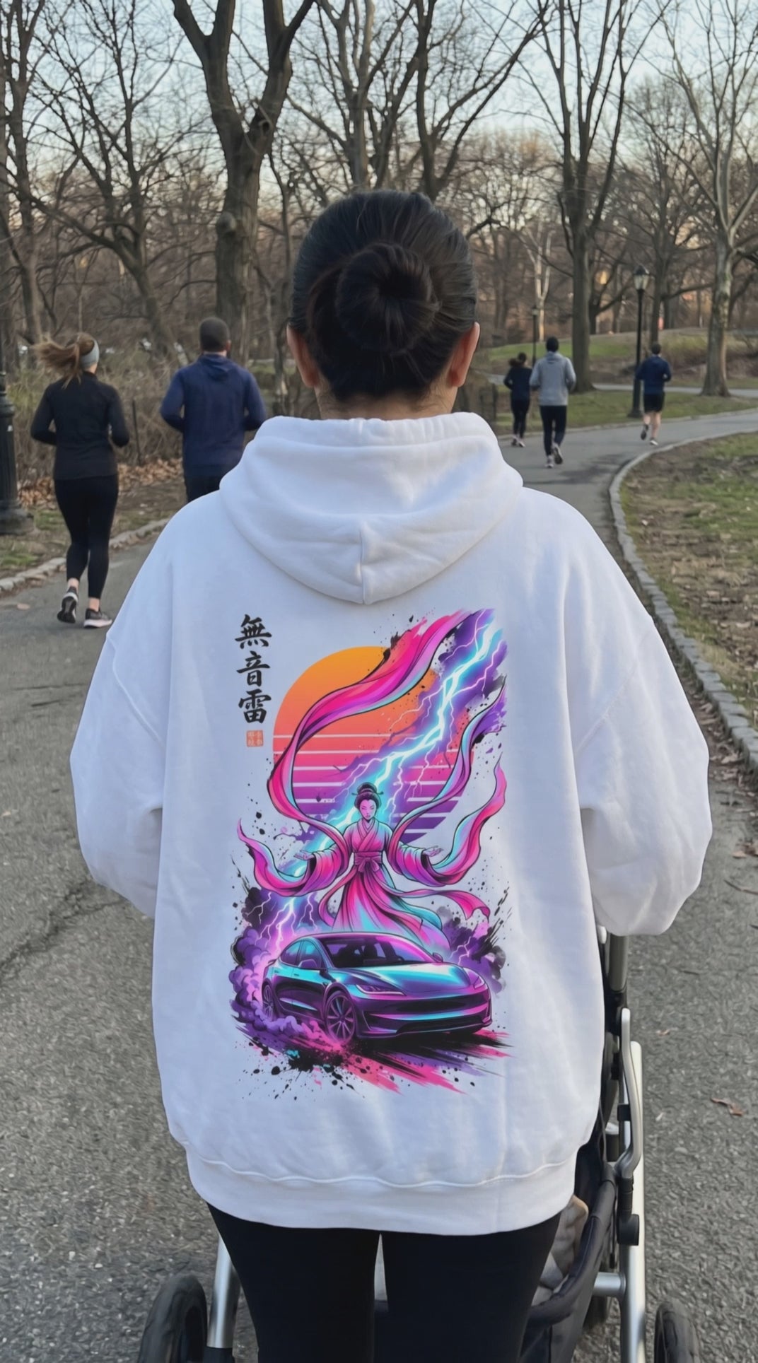 Customer wearing the Muon Rai relaxed-fit hoodie