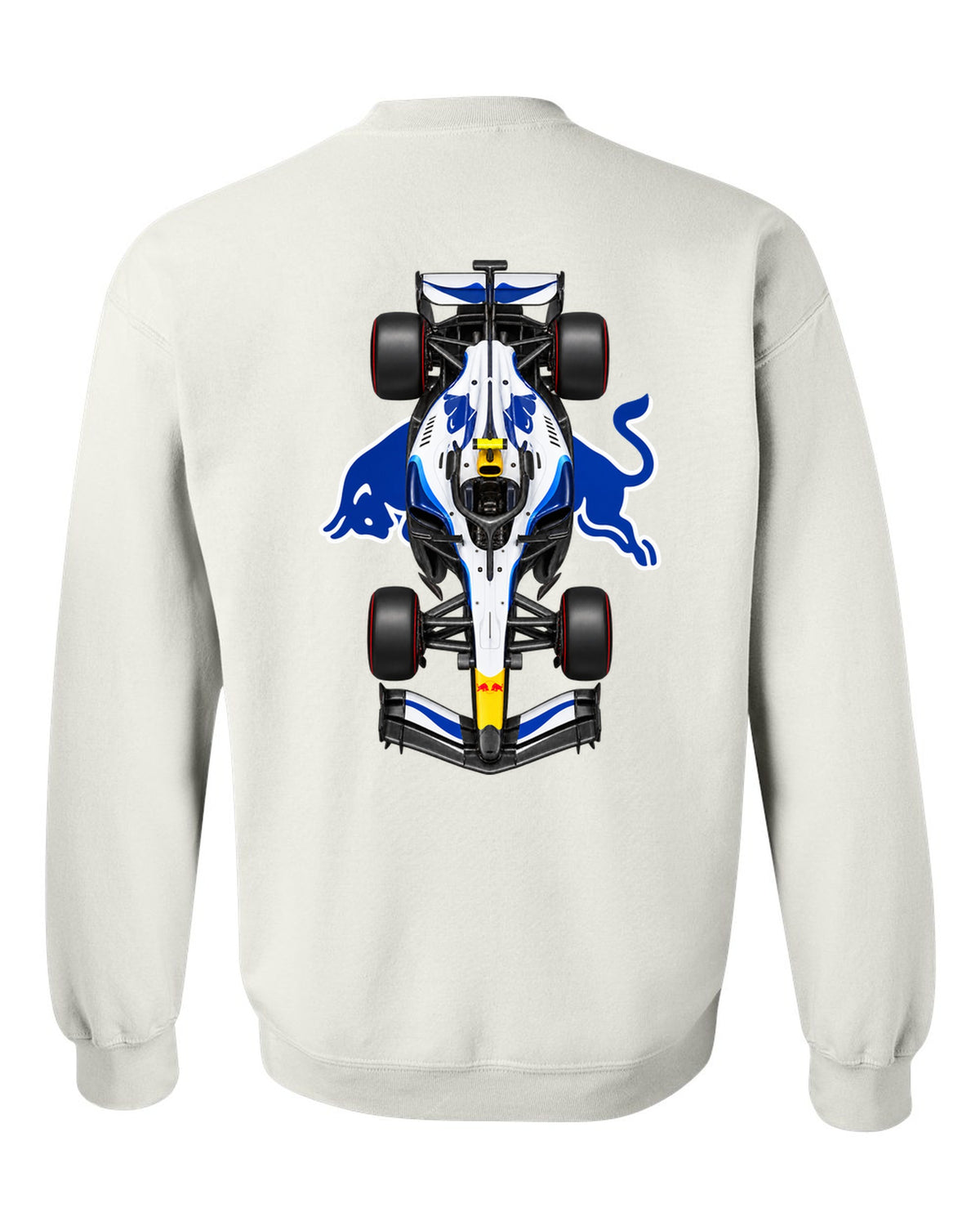 Racing Bulls VCARB 03 Formula 1 overhead poster artwork white crewneck back view with the design